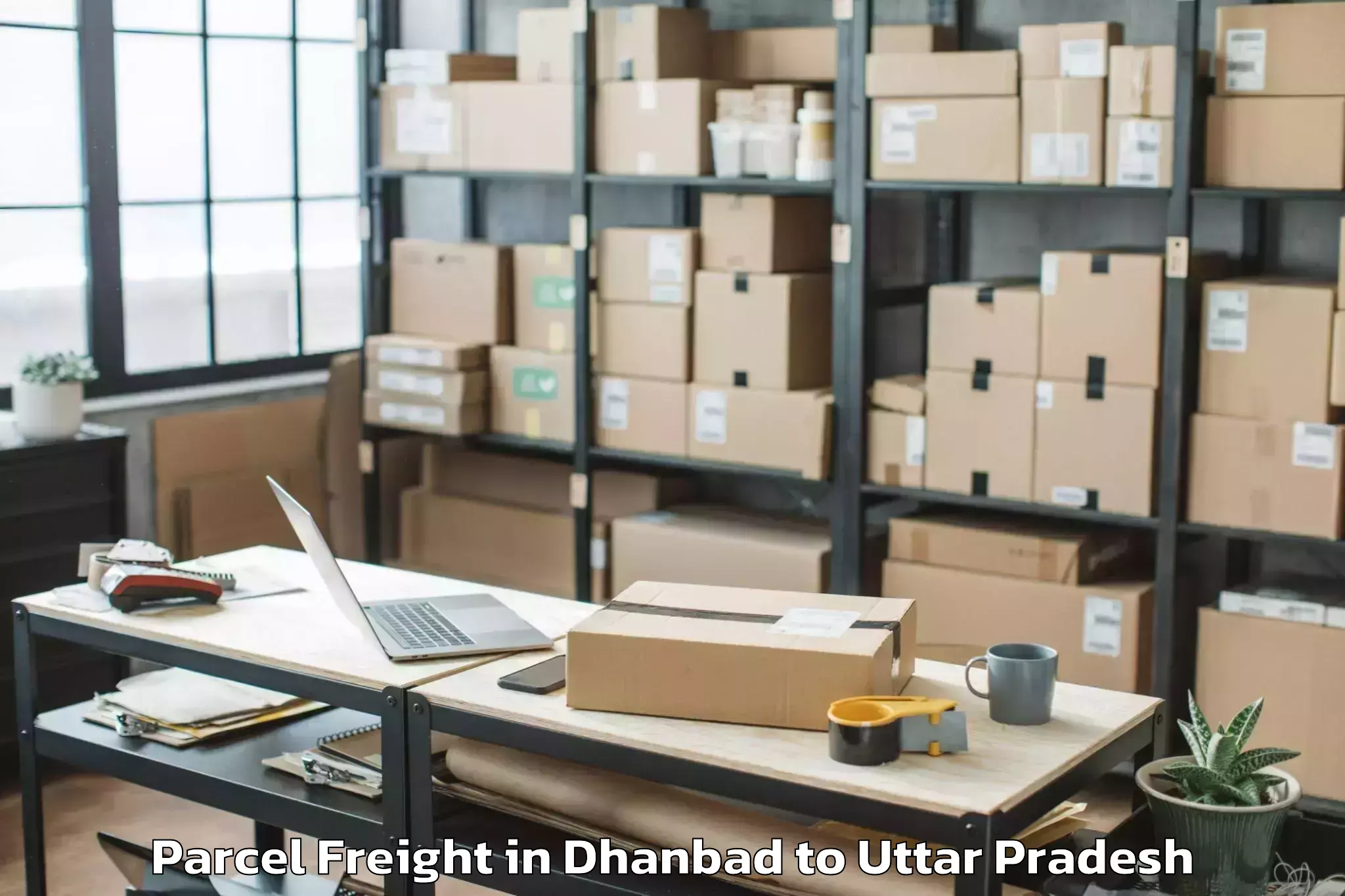 Book Dhanbad to Prof Rajendra Singh Rajju Bhai Parcel Freight